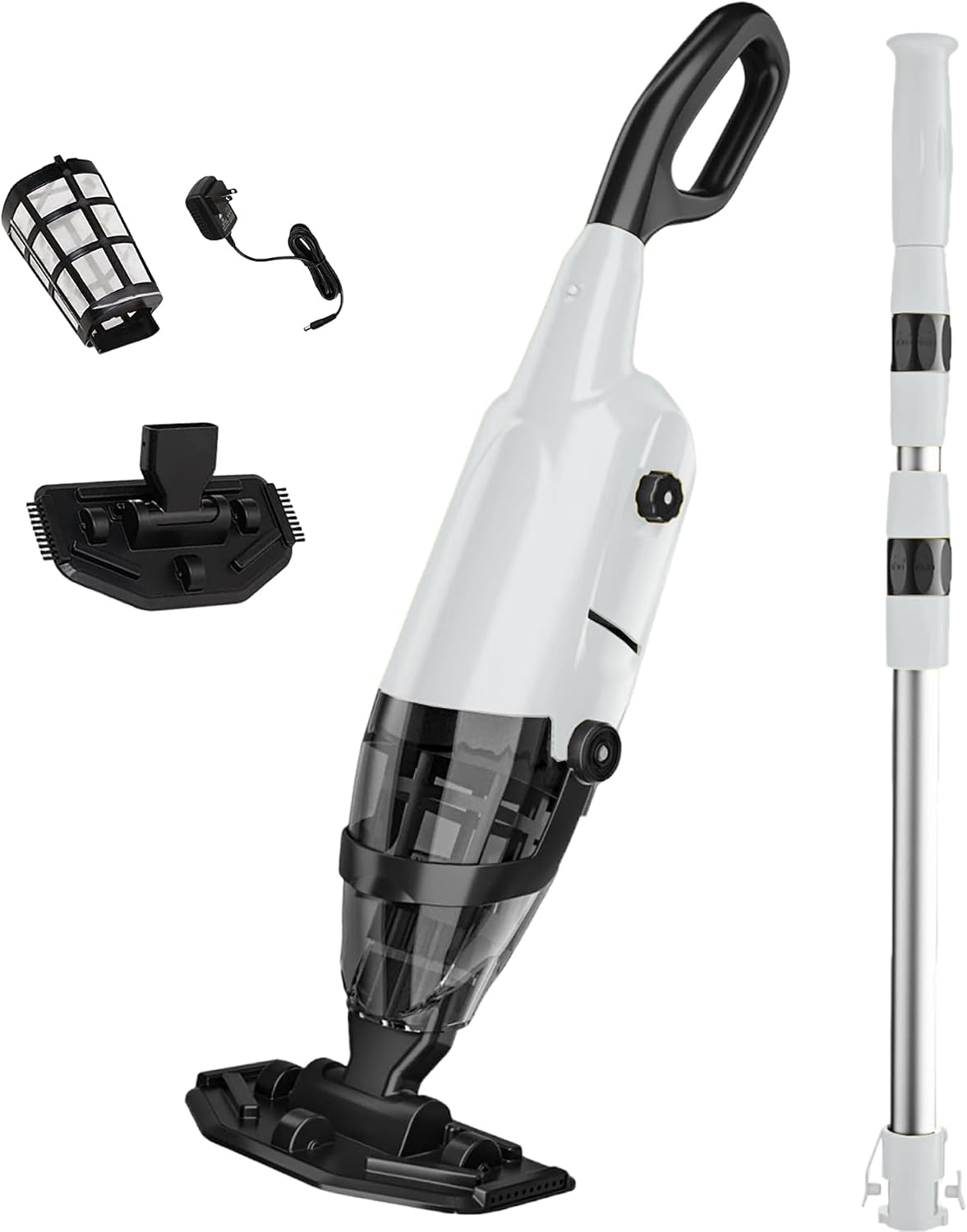 Cordless Pool Vacuum Cleaner for Above Ground Pool & In Ground Rechargeable Pool Vacuum Cleaner - 90 Mins Runtime, with 69 Telescopic Pole, Spa Vacuum for Hot Tub（Misty Grey）